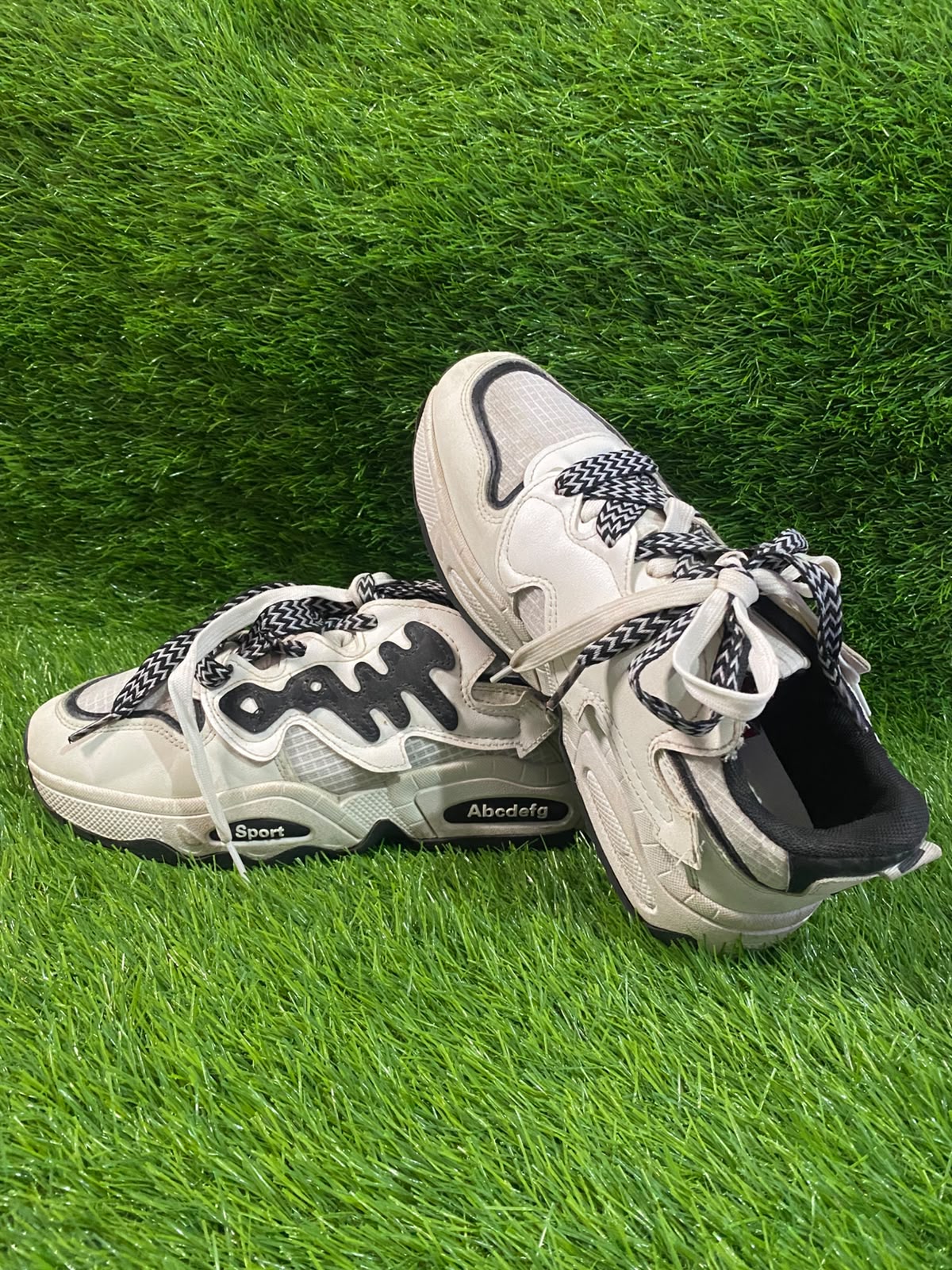 Chunky White Graffiti-Style Sneakers